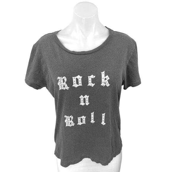 Zadig & Voltaire Alys Rock n Roll Strass Black Studded Rhinestone T-Shirt Top M - Picture 1 of 5